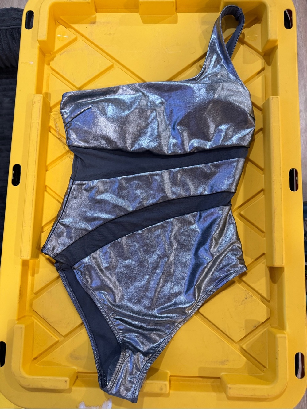 Metallic Silver One-Shoulder Women’s ' One-Piece Swimsuit